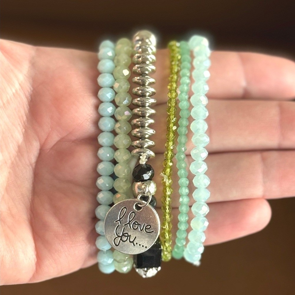 Stackable Beaded Bracelets I Love You‎ Charm Set Womens Boho Layered Boho Vibe